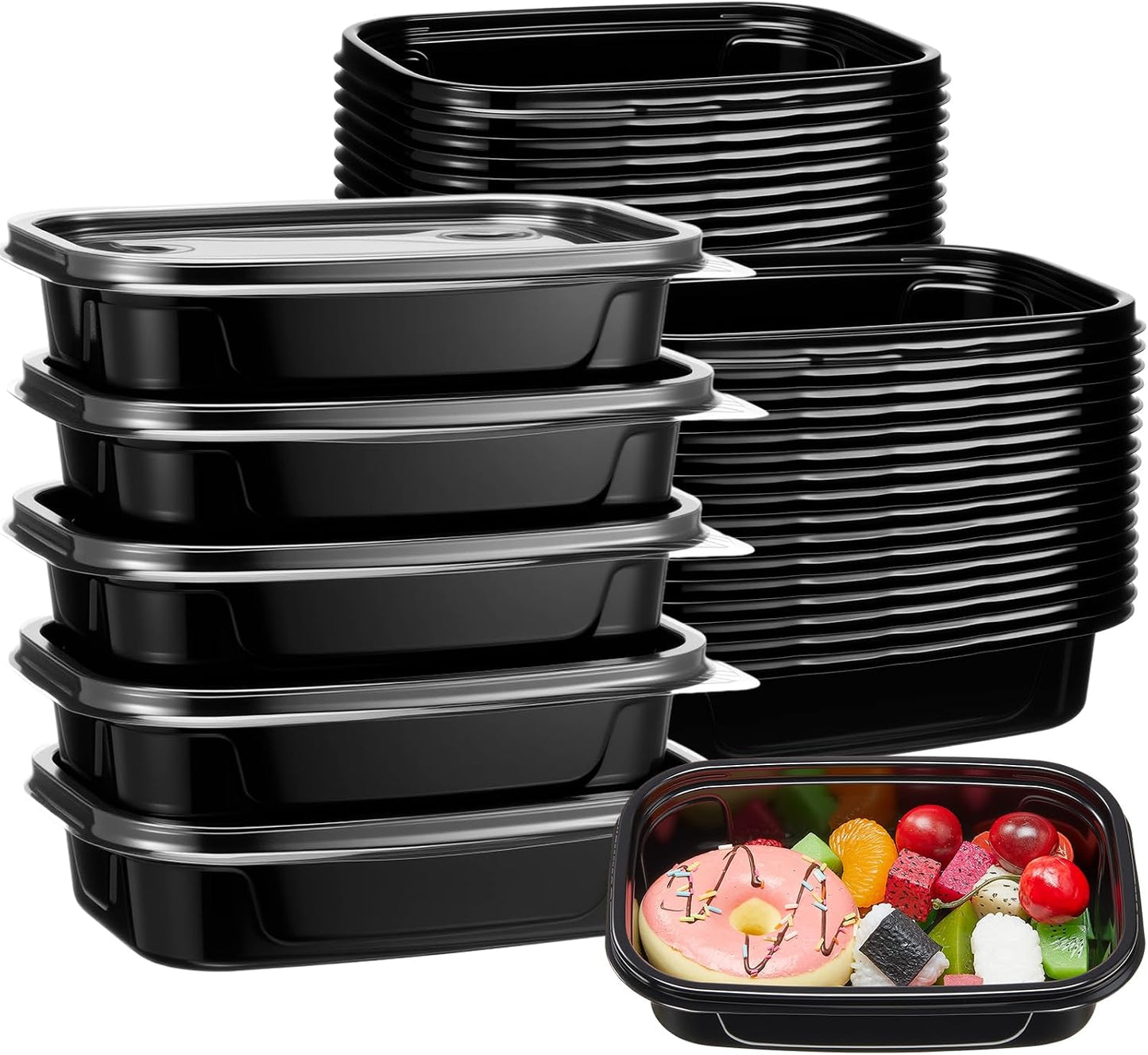 Chunful 36 Pcs 3 Compartment Transparent Snack Containers with Lids Disposable Bento Box Plastic Food Meal Prep Containers for Condiment Salad Dipping School Work Lunch