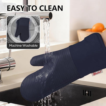 Yutat Silicone Oven Mitts - Oven Mitts and Pot Holders Sets Made of Non-Slip & BPA-Free Silicone, High Heat Resistant 500 Degrees, Perfect for Kitchen Cooking Baking BBQ, Peak Green