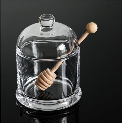 Glass Honey Jar with Wooden Dipper, 10 oz