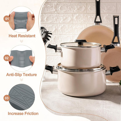 uxcell 4 Pcs Silicone Assist Hot Pan Handle Holder Hot Skillet Handle Covers Pot Holder Sleeve Non-Slip Heat Resistant for Kitchen Pot Frying Pans Cookware (Orange)