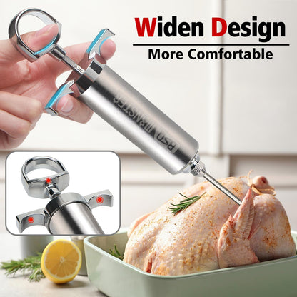 BSQ MONSTER Meat Injector Syringe Kit with 4 Professional Marinade Injector Needles and Travel Case for BBQ Grill Smoker, Turkey, Brisket; 2-oz Capacity; Paper User Manual and E-Book (PDF)