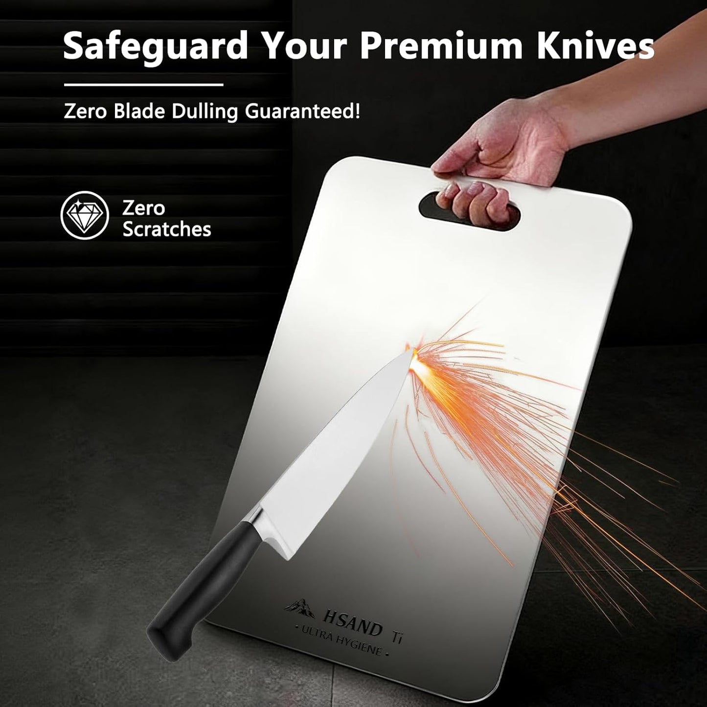 3-Pack Titanium Cutting Board Set, Non-Slip & Double-Sided Design, 100% Pure Titanium Food-Grade Non Toxic Cutting Board, Knife-Friendly, Dishwasher Safe