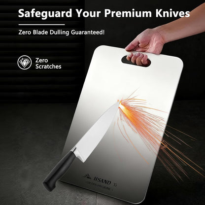 3-Pack Titanium Cutting Board Set, Non-Slip & Double-Sided Design, 100% Pure Titanium Food-Grade Non Toxic Cutting Board, Knife-Friendly, Dishwasher Safe