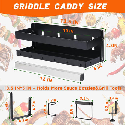Blackstone Griddle Caddy with Magnetic Tool Holder & Paper Towel Holder, Foldable Blackstone 28/36 Inch Griddle Accessories, Portable Space Saving Grill Caddy BBQ Accessories
