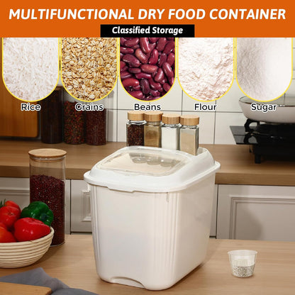 Blushtier 4 Pack Sugar Storage Containers Flour Bin with Wheels Large Pet Dog Food Storage Boxes Measuring Cup Sealed Transparent Flip Lid Portable Household Rice Container Set(20 Lbs)