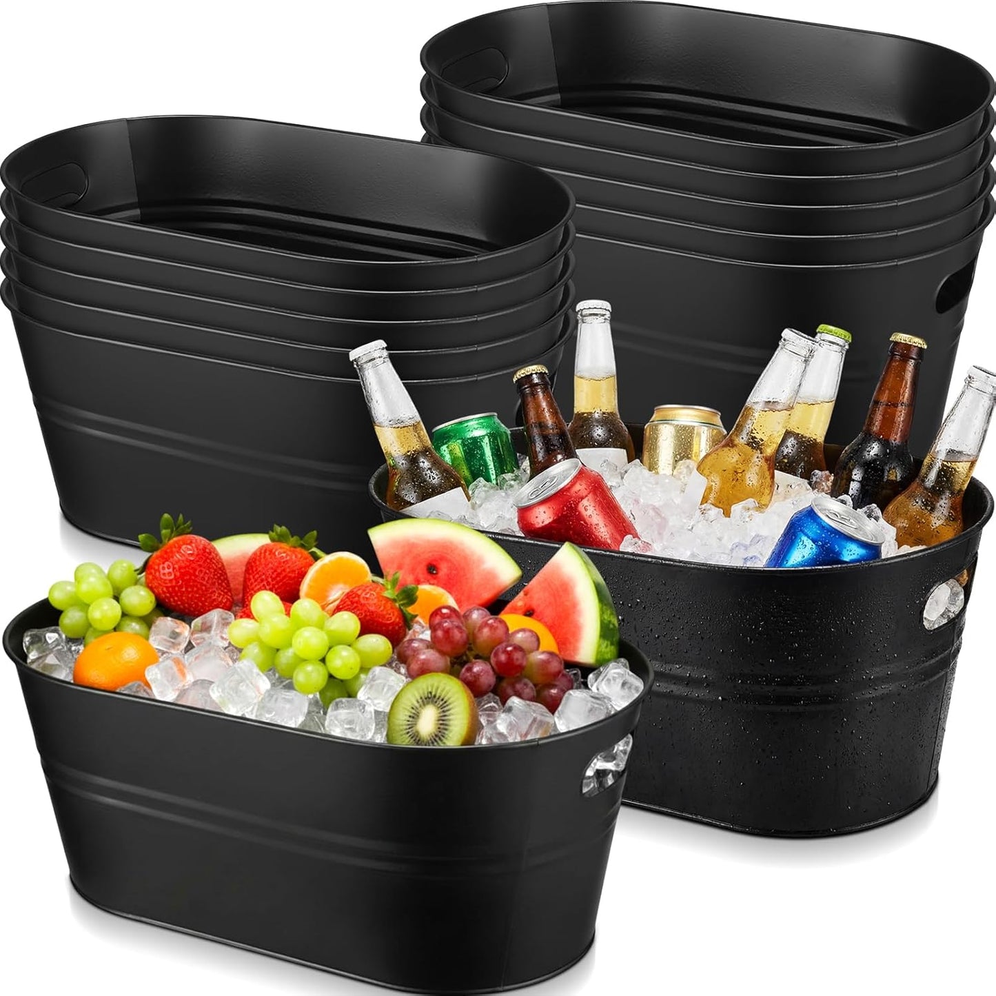 Shimeyao 12 Pcs Galvanized Tub 3 Gallon Metal Ice Buckets for Parties Beverage Tub Large Drink Beer Wine Bucket with Handles Champagne Cocktails Cooling for Parties Mimosa Bar Supplies (White)