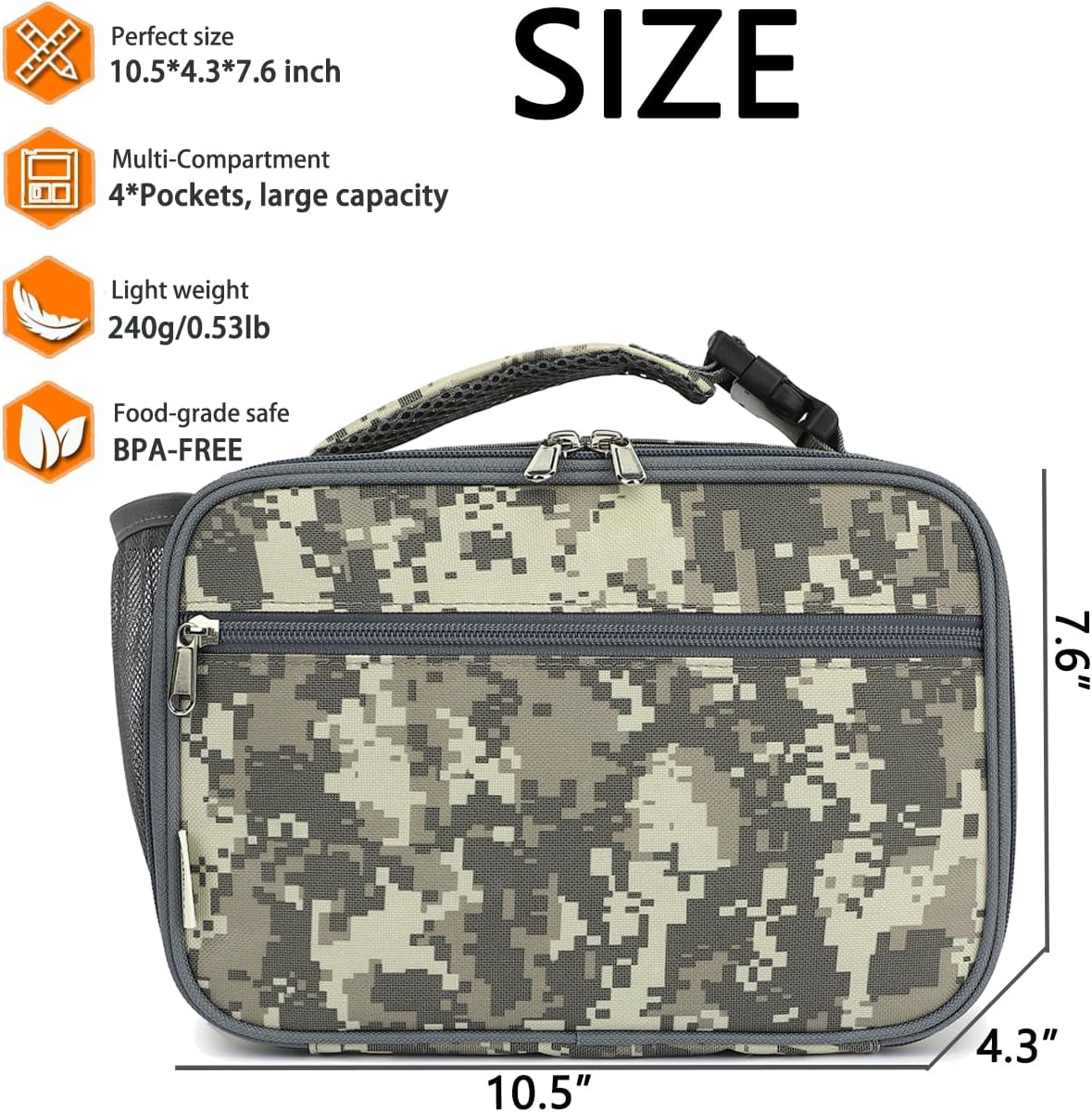 GYEUKHAM Insulated Lunch Box for School, Thermal Reusable Durable Freezable Lunch Bags for Kids Boys Girls Men Women - Small Soft Cooler Portable Lunch Tote Kit for Work Picnic Travel,Black