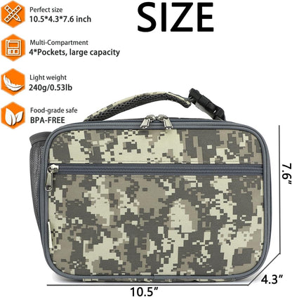 GYEUKHAM Insulated Lunch Box for School, Thermal Reusable Durable Freezable Lunch Bags for Kids Boys Girls Men Women - Small Soft Cooler Portable Lunch Tote Kit for Work Picnic Travel,Black