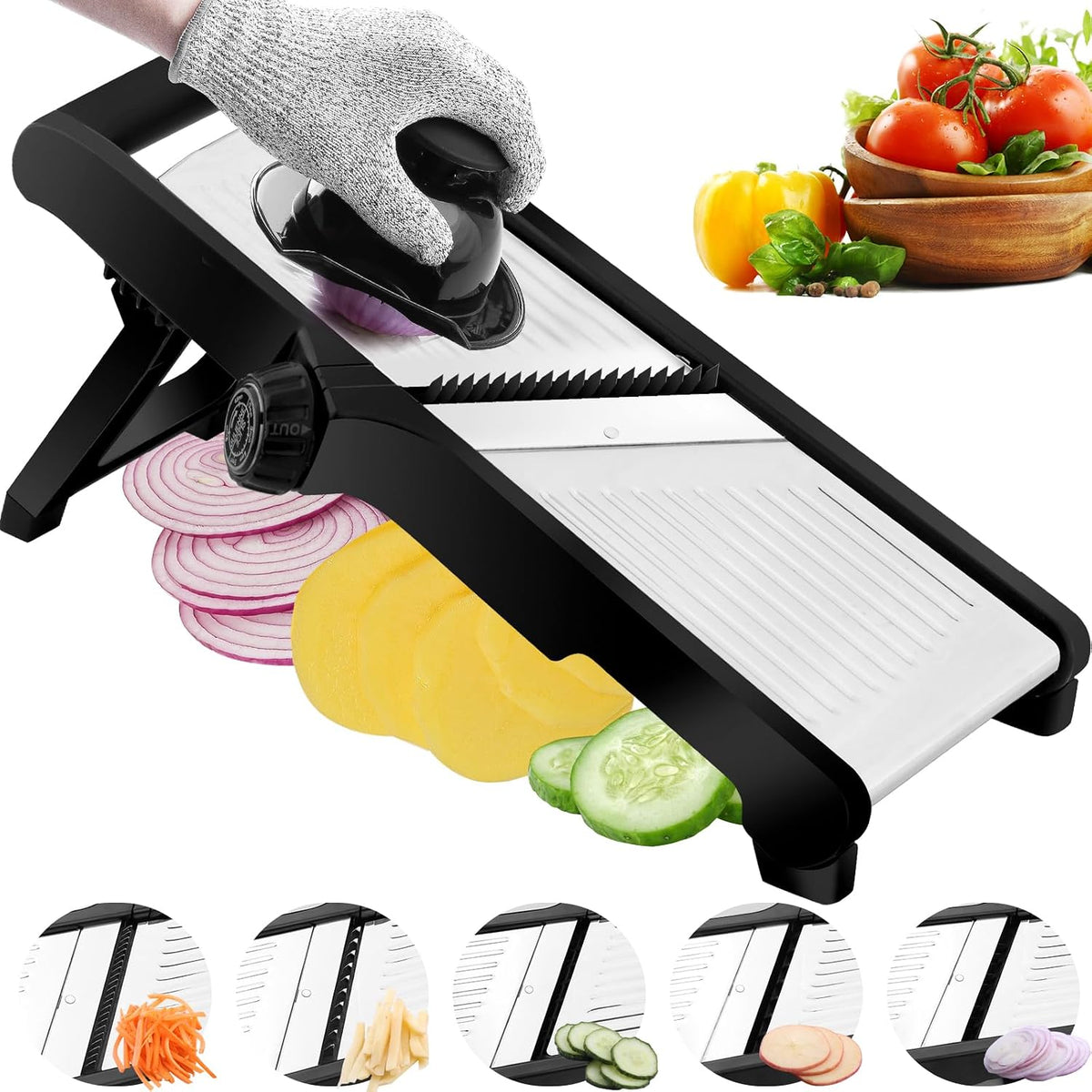 Weltonhm Mandoline Slicer for Kitchen, Mandolin and Julienne for Vegetables