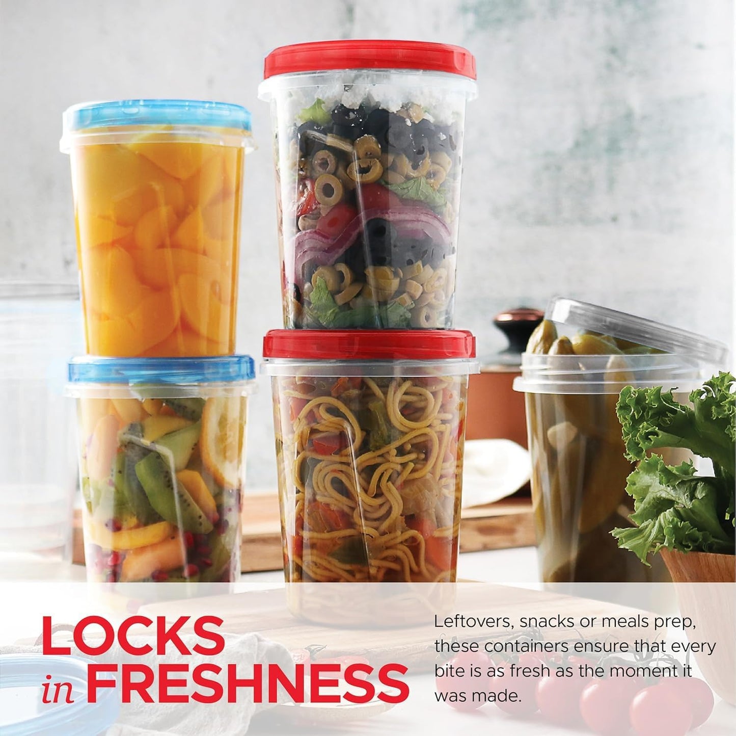 Tafura 10 Pack Leakproof Freezer Containers for Food with Twist Top Lids - 32 Oz BPA Free Reusable Plastic Soup Containers with Screw On Lids - Ideal for Meal Prep, Leftovers & Pantry Organization