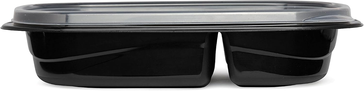 Rubbermaid TakeAlongs Food Storage Containers with Divided Base, 3.7 Cup, 20-Pack (40 Pieces Total), Black | Great for Meal Prep, Lunch for Adults Bento Box Style | Reusable & Stackable