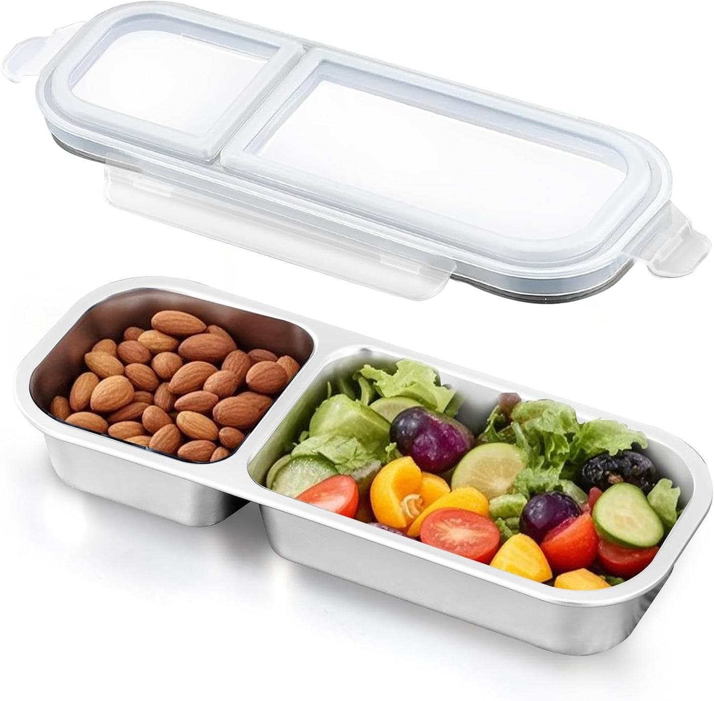 Ugotit Stainless Steel Snack Containers, Reusable Snack Containers with Lids, 3 Compartments Leakproof Snackle Box Organizer, Divided Food Storage Containers for Meal Prep, Travel (20oz, Black)
