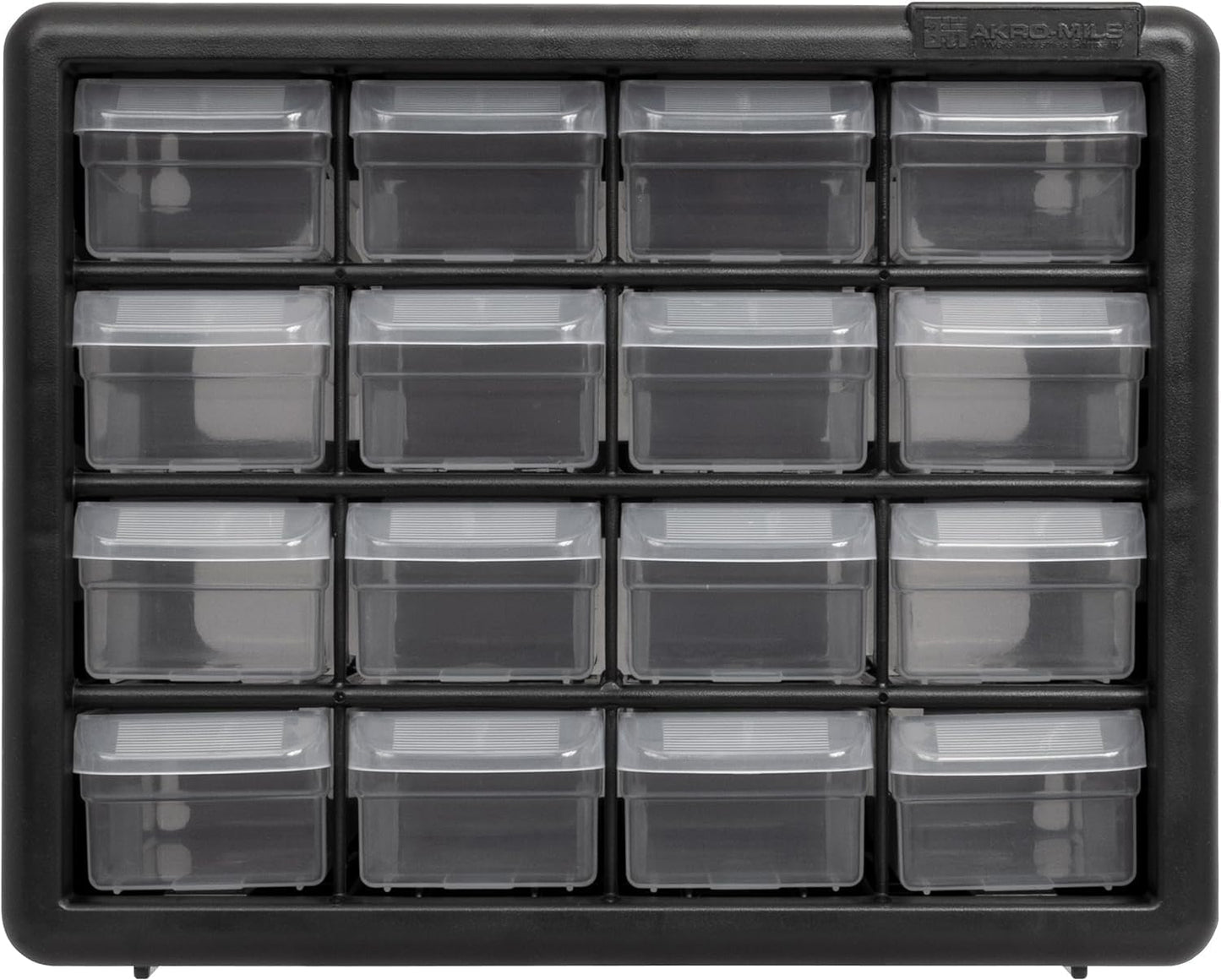 Akro-Mils 44-Drawer Plastic Drawer Storage Cabinet for Garage Organization, Bead Organizer, Building Bricks Storage, Teacher Toolbox, Makeup Organizer, 20" W x 6" D x 16" H, 10144 Black