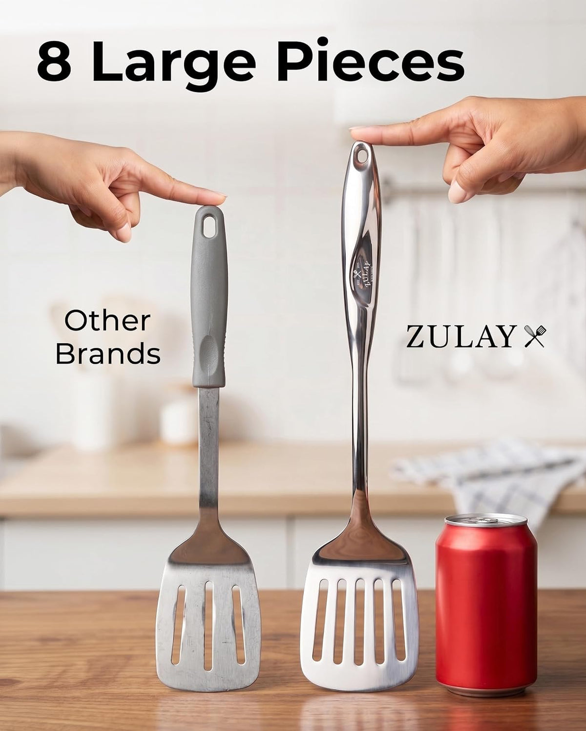 Zulay Kitchen Stainless Steel Serving Spoon - 11.5” Large Cooking & Serving Spoon with Ergonomic Handle - Durable, Rust-Resistant & Dishwasher Safe Kitchen Utensil for Cooking and Buffets