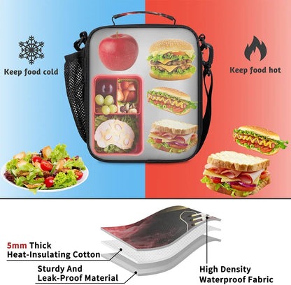 Insulated Lunch Box for Girls Kids Axolotl Lunch Bags Reusable Portable Lunchbox with Adjustable Shoulder Strap and Water Bottle Holder for Work School Travel
