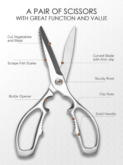 Kitchen Scissors, Forged Stainless Steel Heavy Duty Kitchen Shears, Dishwasher Safe Cooking Scissors for Meat, Poultry & Vegetables