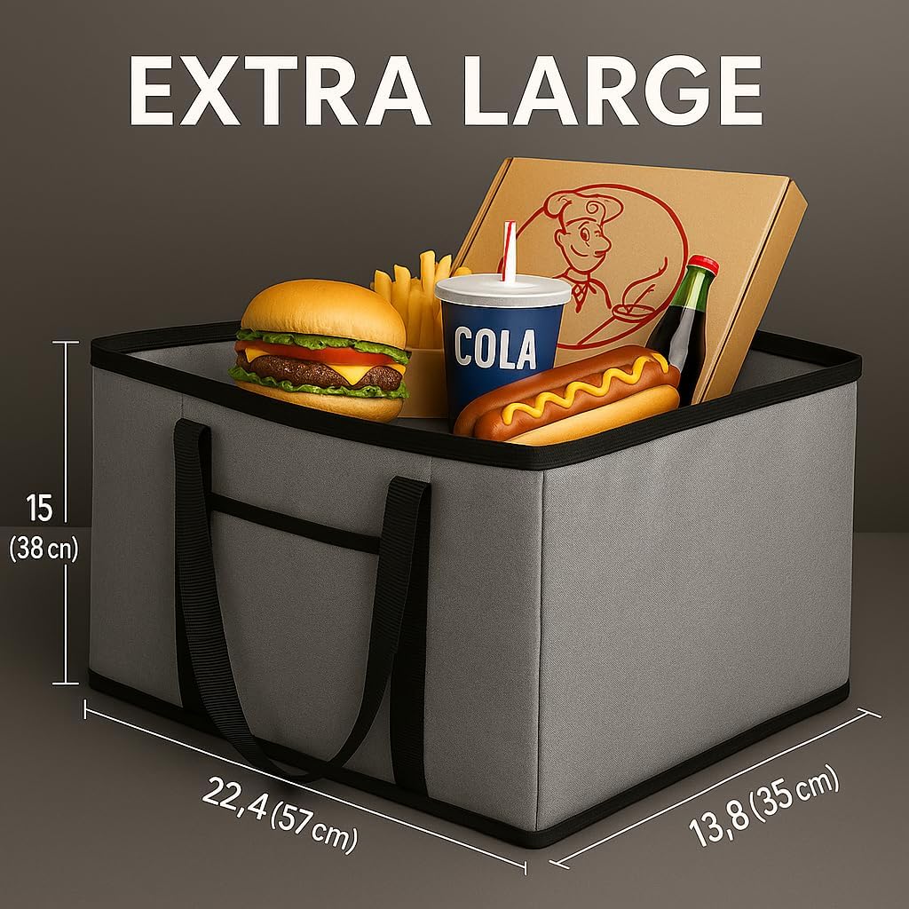 musbus Extra large XXXL Insulated Food Delivery Bag Cooler Bags Keep Food Warm Catering Therma Catering Bag for doordash 22x14x13 Cooler Bags Therma Shopper hot warming RED Pizza BLACK