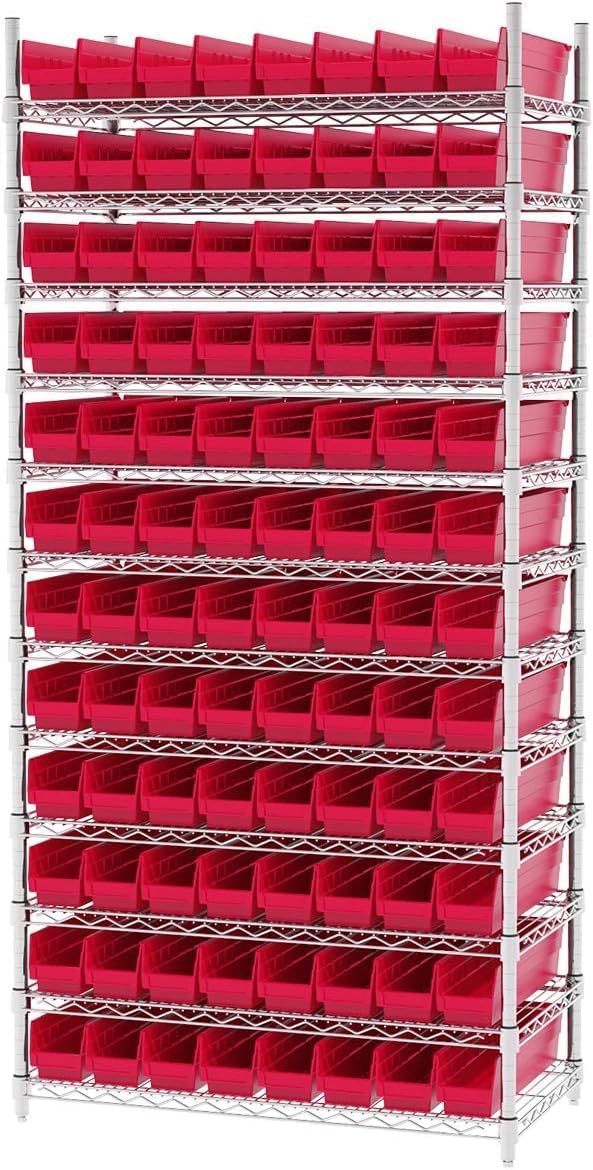 Akro-Mils 30128 Plastic Shelf Bins, Heavy Duty Storage Bins for Garage, Closet, and Drawer Organization, 457 x 102 x 102 Mm, Clear, 12 Count