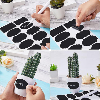 Chalkboard Labels 180 Pcs Waterproof Reusable Label for Food Containers Chalk Sticker Labels with 2 Liquid Chalk Markers for Mason Jars, Parties Decoration, Craft Rooms, Storage, Home, Kitchen