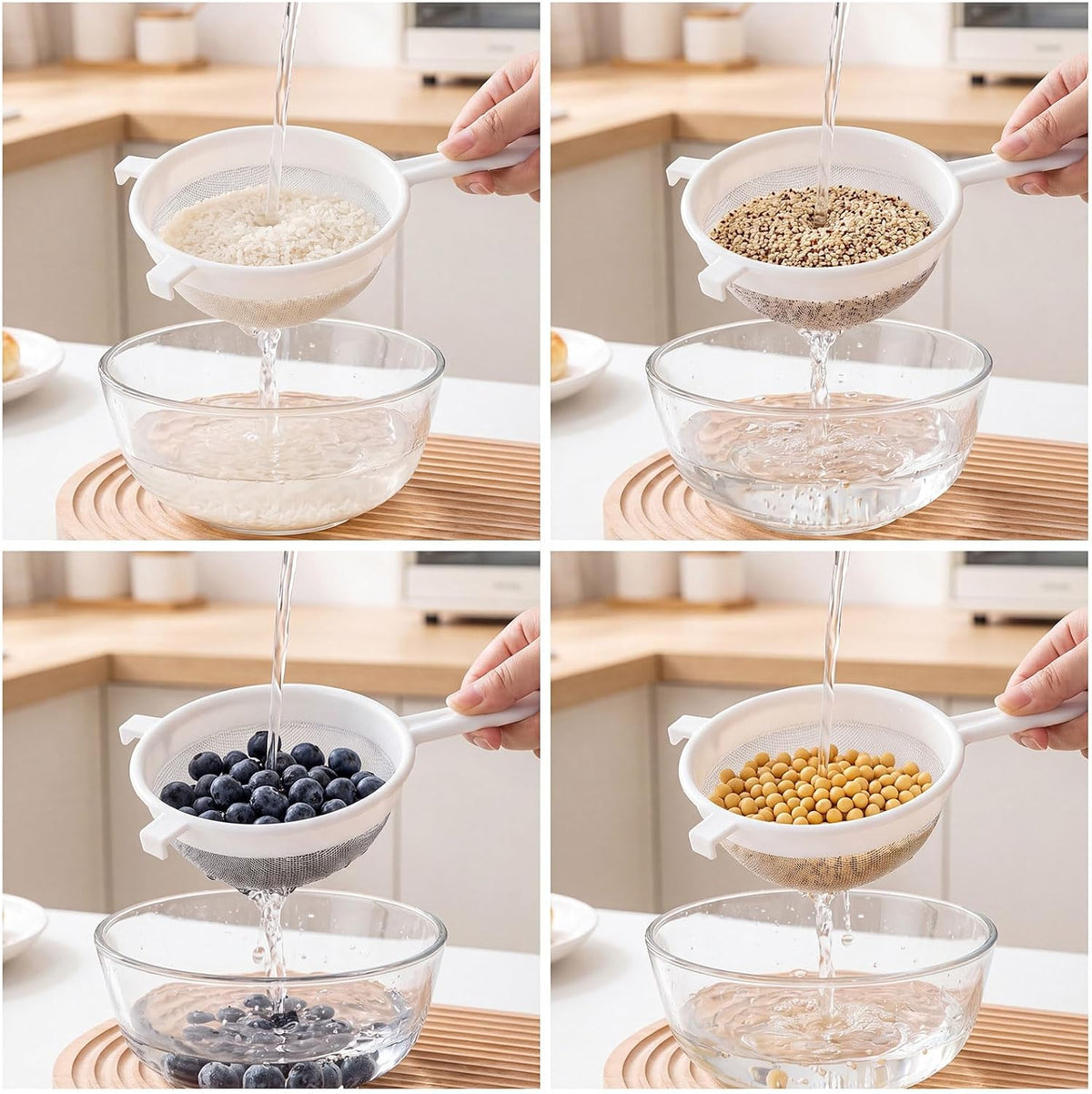 3Pcs Mesh Strainer Set, 3 Sizes Ultra Plastic Fine Colander Filter Spoon