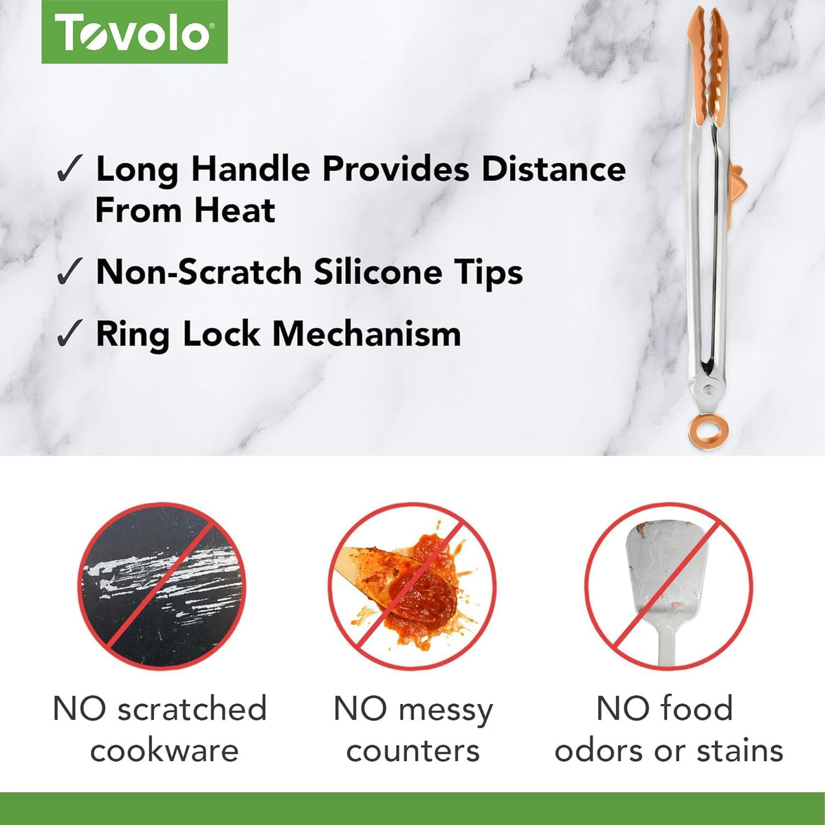Tovolo Tongs With Silicone Tips Easy Grip 13” Long Kitchen Tongs Stainless Steel Handle For Cooking BBQ, Non Scratch Heat Resistant Locking Metal Silicone Tipped Dishwasher Safe BPA Free, Black