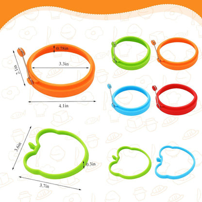 6 PCS Egg Ring, Silicone Egg Rings for Frying Eggs, Non-stick Mold for Griddle, for Making Fried Eggs or Pancakes