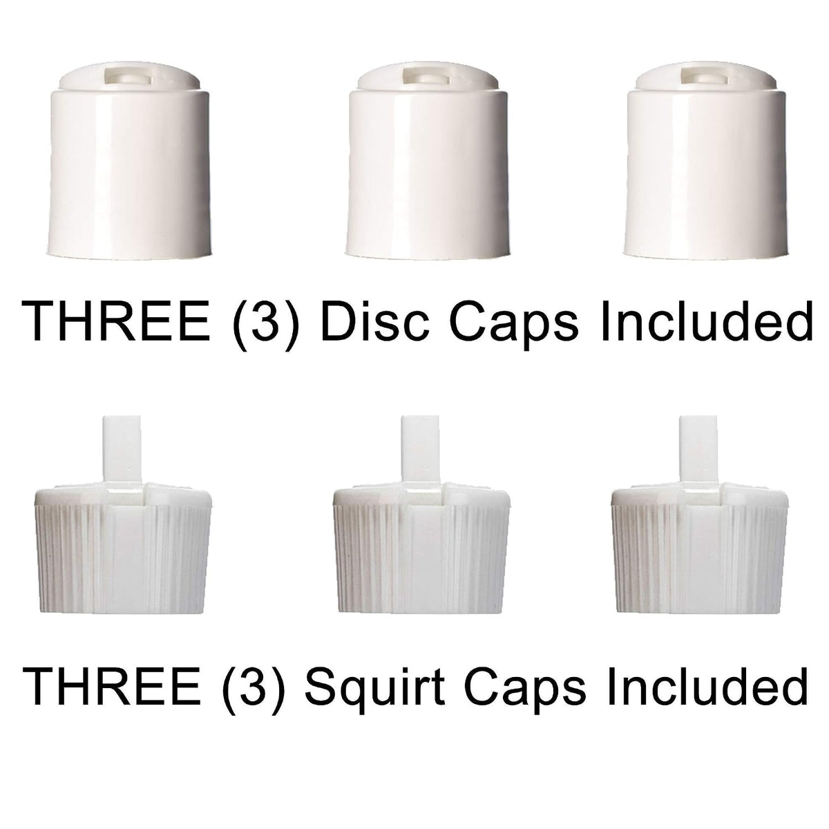 8oz Natural Color HDPE Squeeze Bottles with Disc Cap and Squirt Cap (3 Pack) (8oz)