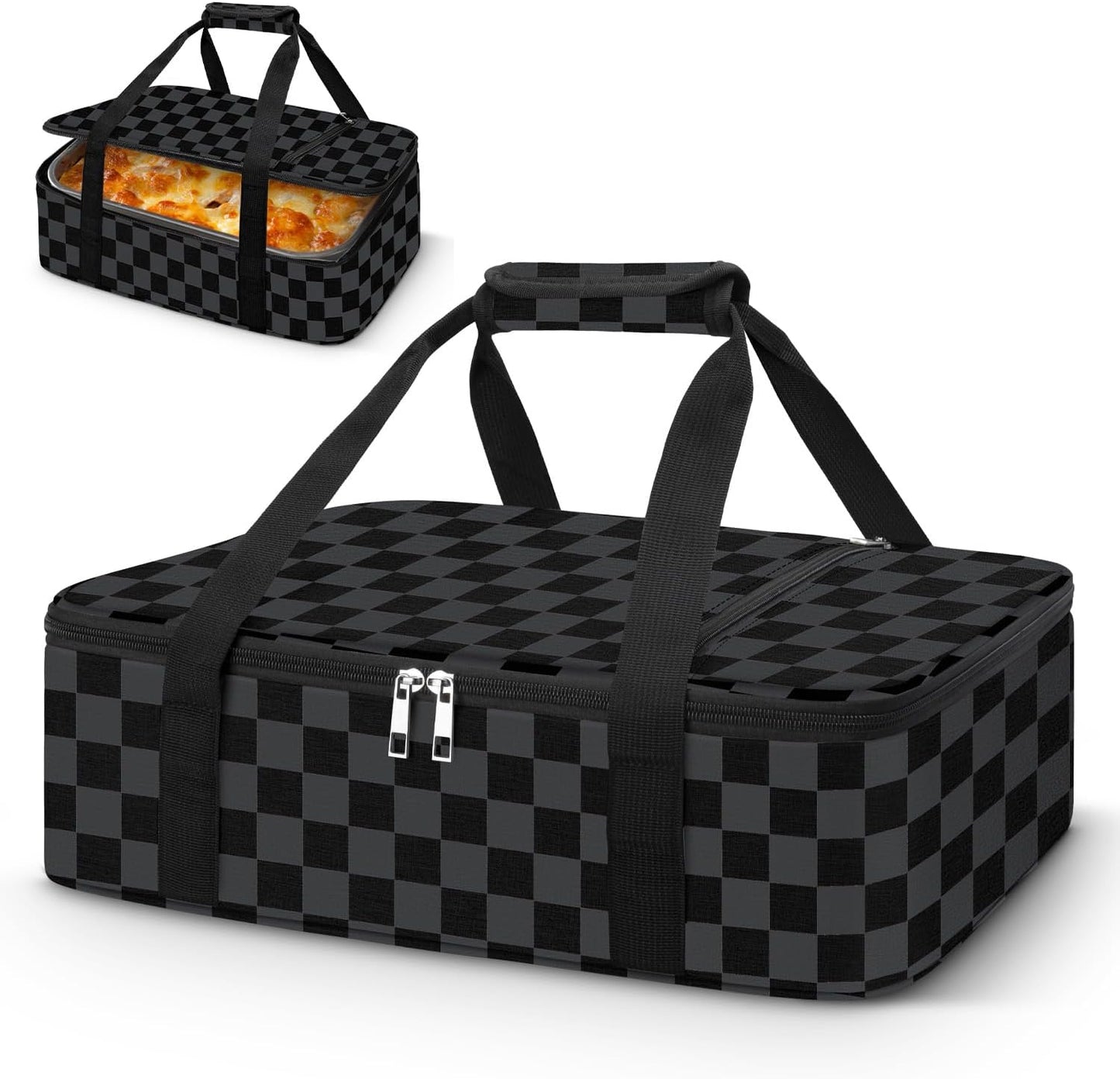 Coobiiya Insulated Casserole Carrier,Lasagna Lugger Tote Keeps Food Hot or Cold,Thermal Lunch Bag Warmer & Cooler Carrier Bag,Portable Tote Bag Fits 9" x 13" Baking Dish for Picnic and Cookout
