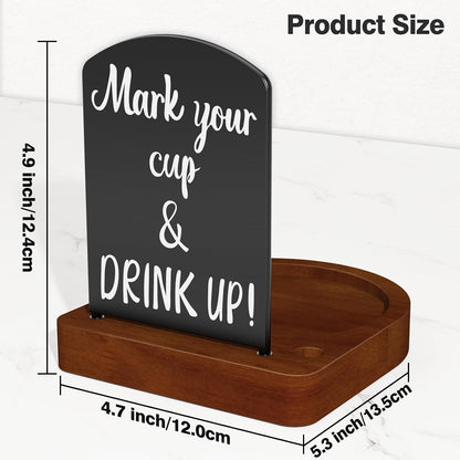 Decorative Solo Cup Holder with Marker Slot, Disposable Cup Dispenser Prevents Drink Mix-Ups – A Hosting Essential for Birthdays, BBQs, Gatherings & Housewarming, Brown