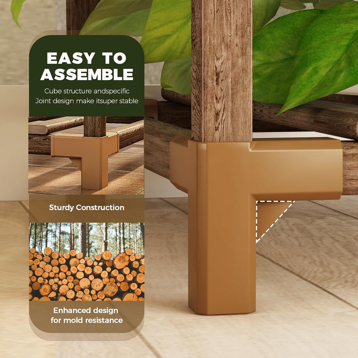 Bamworld Plant Stand Indoor Plant Shelf Outdoor Wood Plant Rack