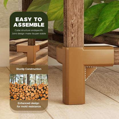 Bamworld Plant Stand Indoor Plant Shelf Outdoor Wood Plant Rack