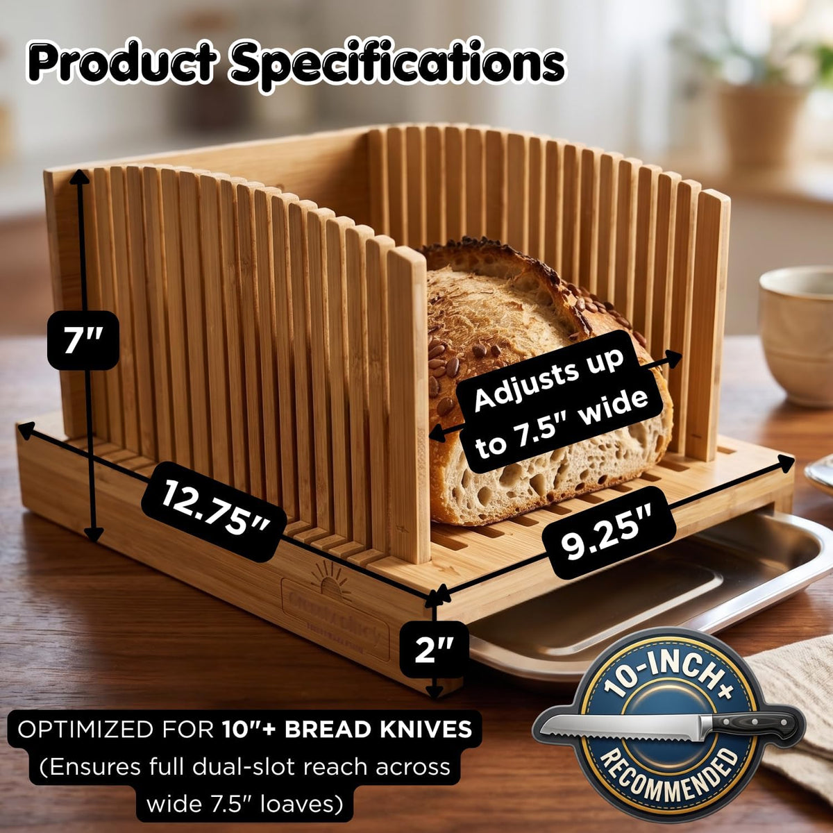 Bamboo Bread Slicer Guide Cutter For Homemade Bread, Sourdough, Bagel, Loaf