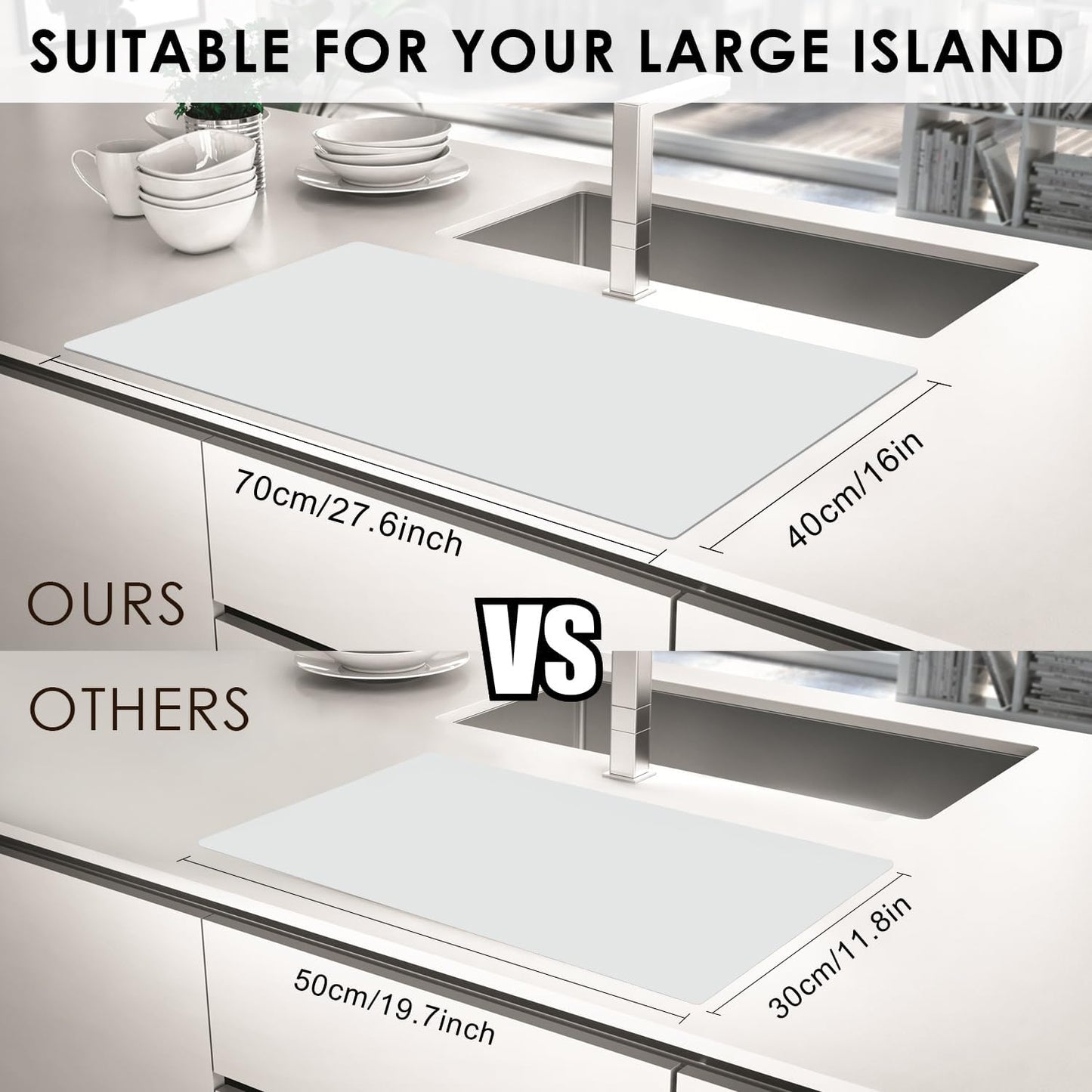 Extra Large Dark Green Countertop Mat - Silicone Table Kitchen Desk Mat - Non-Slip & Heat Resistant - Dinner Placemat Pastry Dough Rolling Mat - Colors B