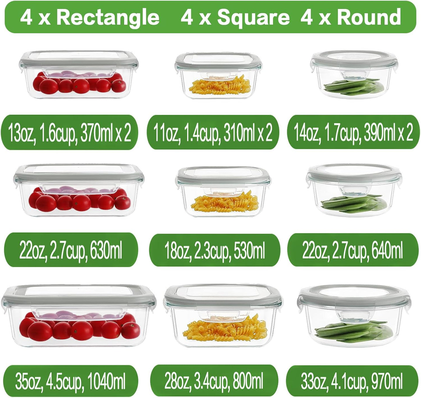 HOMBERKING 24pc Glass Food Storage Containers with Lids, Glass Meal Prep Containers, Airtight Bento Boxes, BPA Free & Leak Proof, Pantry Kitchen Storage(12 lids & 12 Containers) - Purple
