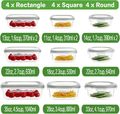 HOMBERKING 24pc Glass Food Storage Containers with Lids, Glass Meal Prep Containers, Airtight Bento Boxes, BPA Free & Leak Proof, Pantry Kitchen Storage(12 lids & 12 Containers) - Purple