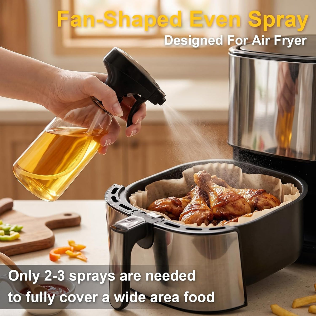 gmisun Oil Sprayer for Cooking, Olive Oil Spray Bottle, 10oz Food-Grade Plastic Oil Spritzer Mister, Refillable Oil Dispenser Bottle for Salad, BBQ, Grilling, Kitchen Baking, Roasting