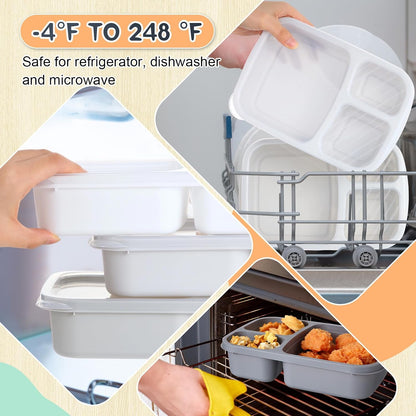 Honeydak 5 Pack Snack Containers 3 Compartment Bento Snack Boxes Divided Meal Prep Containers with Lids Reusable Adults Lunch Food Storage Box for School Work Travel(Elderberry)