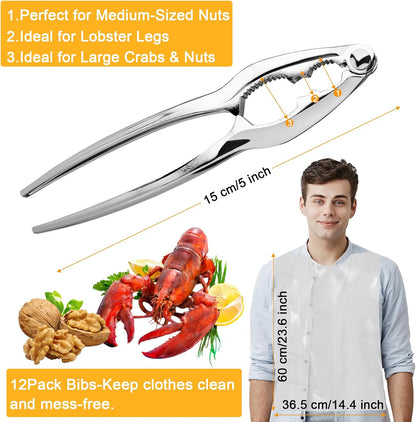 Seafood Tools Set includes 2 Crab Crackers, 2 Lobster Crackers Shellers, 4 Crab Leg Forks/Picks - Nut Cracker Set