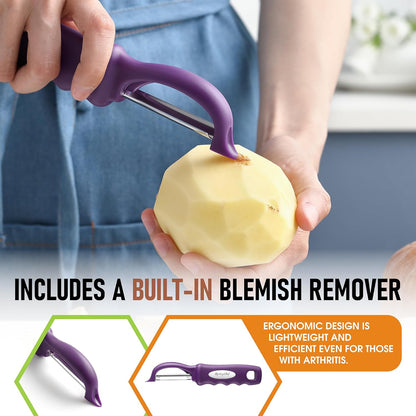 Spring Chef Premium Swivel Vegetable Peeler, Soft Grip Handle and Ultra Sharp Stainless Steel Blades - Perfect Kitchen Peeler For Veggie, Fruit, Potato, Carrot, Apple - Mango