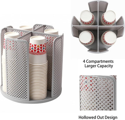 Heagoale Paper Cup and Lid Holder Plastic Cup Storage Organizer Coffee Cup Dispenser for Countertop, Breakroom, Bathroom, Coffee Station, Bar, Buffet, Kitchen Cabinet - Gray