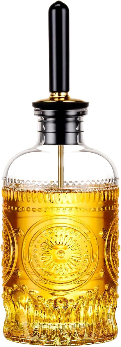 Baalaka Olive Oil Dispenser Bottle, 7 oz Glass Oil Bottle with Metal Spout