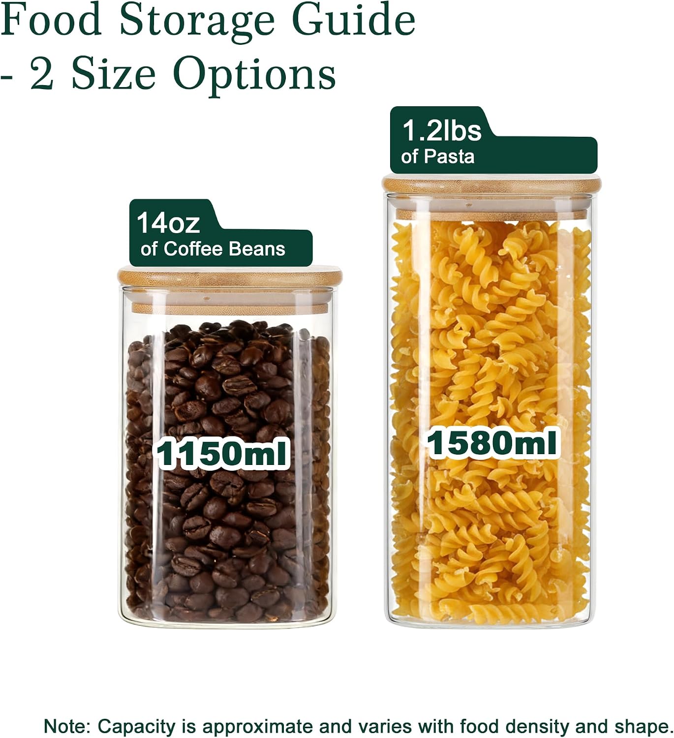 LIBWYS 12-Pack Square Glass Storage Jars with Bamboo Lids (0.6Qt/1.06Qt) - Stackable Food Containers for Pantry Organization, Coffee, Flour, Snacks, Tea | Kitchen Canisters Set