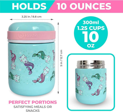 Bento Box with Stainless Steel Thermo, Insulated Lunch Bag, Ice Pack Set for Kids - 5 Compartments, Lunches or Snack Container for Girls, Toddlers Daycare Pre-School, Kindergarten Purple Unicorn