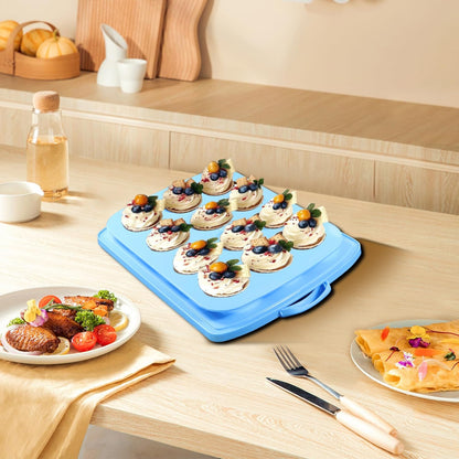 2in1 Cupcake Carrier and Cake Keeper with Lid, Rectangle Pie Carrier,Large Portable Storage Container for Storing 12 Cupcakes or 1 Large Cake (White)