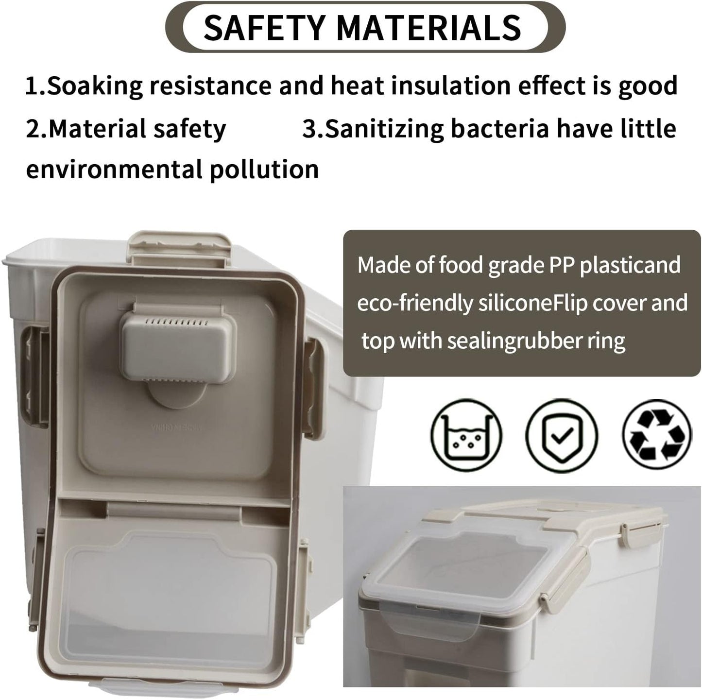 Large Flour Storage Container Bin 25lb, 2Pack Airtight Rice Storage Containers with Wheels Seal Locking Lid, BPA Free with Measuring Cup&Scoop for Flour, Rice, Grain(Green)