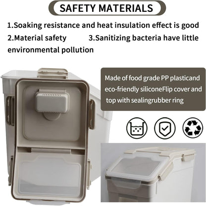 Large Flour Storage Container Bin 25lb, 2Pack Airtight Rice Storage Containers with Wheels Seal Locking Lid, BPA Free with Measuring Cup&Scoop for Flour, Rice, Grain(Green)