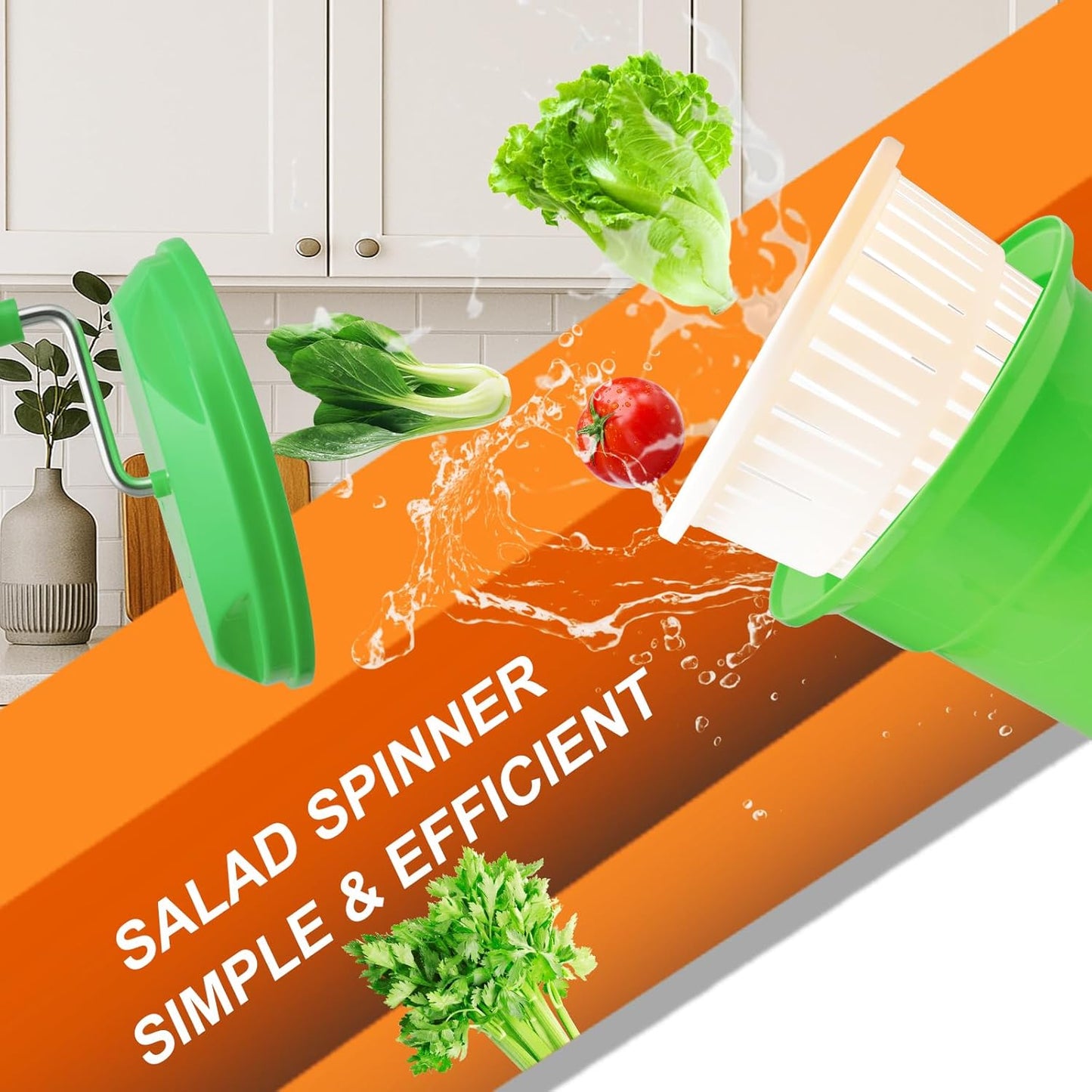 5 Gallon Salad Spinner,Large Capacity Vegetable Friuts Salad Dryer,Commercial Manual Salad Mixer for Restaurants Kitchen & Catering,Green & Orange. (Green, 5 Gallon)