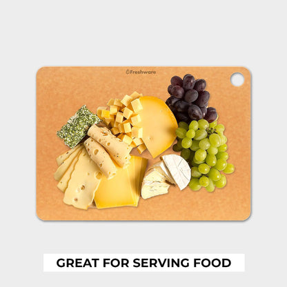 Freshware Wood Cutting Boards for Kitchen, Juice Groove, Non-Slip Silicone Feet, Dishwasher Safe, Medium 12" x 9" and Large, 15" x 11.25", Set of 2, Natural