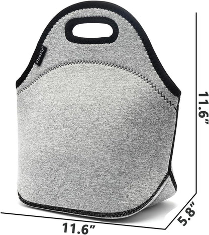 FlowFly Neoprene kids Lunch box Insulated Soft Bag Mini Cooler Thermal Meal Tote Kit for Boys, Girls,Men,Women,School,Work, Office,Black
