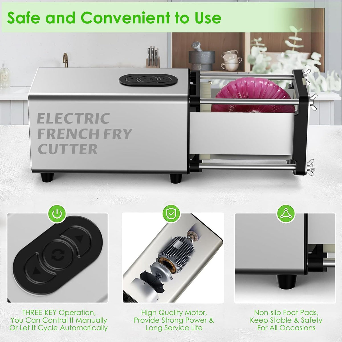 YOTAN Electric French Fry Cutter, French Fry Cutter Stainless Steel